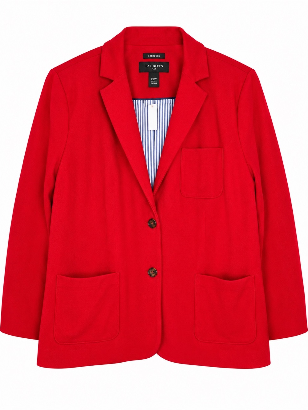 Talbots Plus Aberdeen Women’s Red Blazer Jacket NWT Size 22W